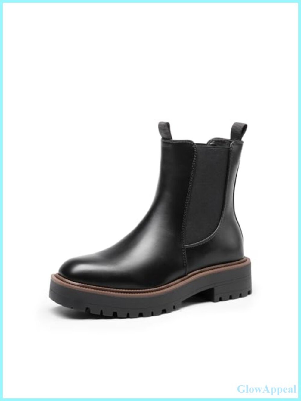 Women's Chelsea Ankle Boots Faux Leather Slip On Chunky Heel